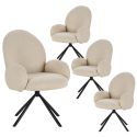 Table ext. en pierre blanche + 4 chaises pivotantes crème - ARIETTE
