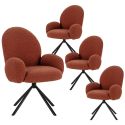 Table ext. en pierre blanche + 4 chaises pivotantes brique - ARIETTE