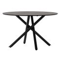 Table ronde design + 4 chaises tissu gris et métal noir - AMAEL