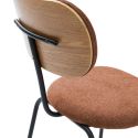 Table ronde design + 4 chaises tissu brique et métal noir - AMAEL
