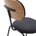 Table ronde design + 4 chaises tissu noir et métal noir - AMAEL