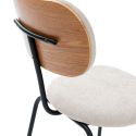 Table ronde design + 4 chaises tissu beige et métal noir - AMAEL