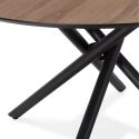 Table ronde design + 4 chaises PU brique et métal noir - AMAEL