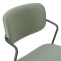 Table ronde design + 4 chaises PU vert et métal noir - AMAEL