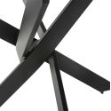 Table ronde design + 4 chaises bois-PU gris bleuté et métal noir - DESIAL