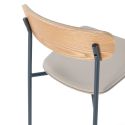 Table ronde design + 4 chaises bois-PU beige et métal noir - DESIAL