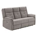 Canapé relax électrique 3 places tissu polyester gris clair - MELILLA