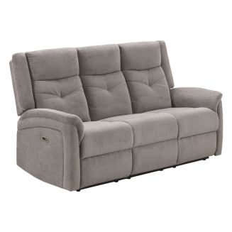 Canapé relax électrique 3 places tissu polyester gris clair - MELILLA