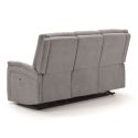 Canapé relax électrique 3 places tissu polyester gris clair - MELILLA