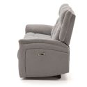 Canapé relax électrique 3 places tissu polyester gris clair - MELILLA