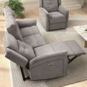 Canapé relax électrique 3 places tissu polyester gris clair - MELILLA