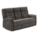 Canapé relax électrique 3 places tissu polyester gris foncé - MELILLA