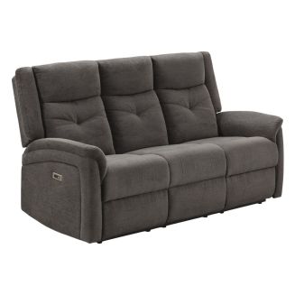 Canapé relax électrique 3 places tissu polyester gris foncé - MELILLA