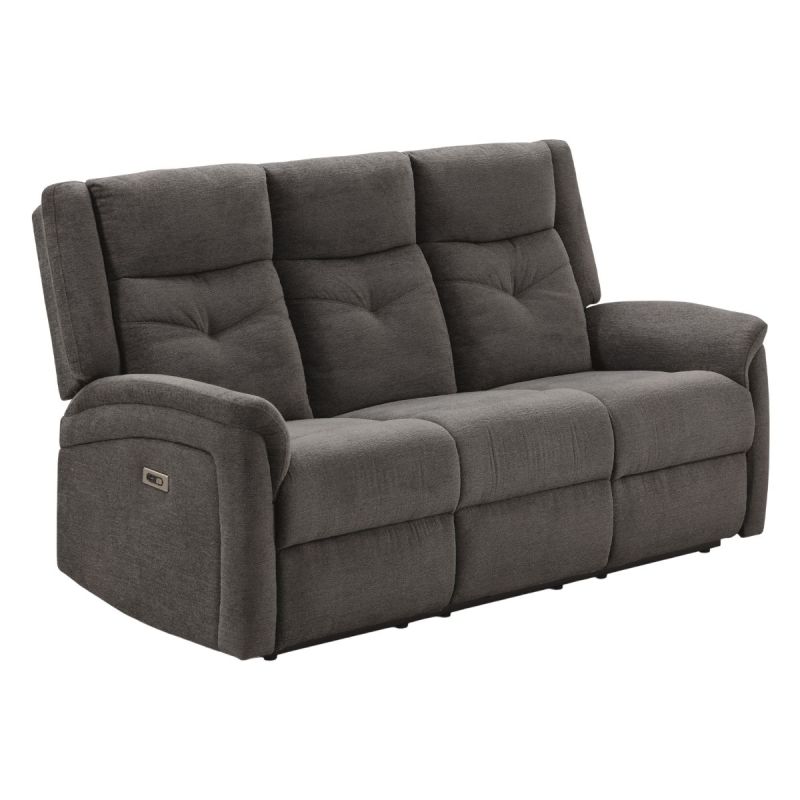 Canapé relax électrique 3 places tissu polyester gris foncé - MELILLA