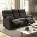 Canapé relax électrique 3 places tissu polyester gris foncé - MELILLA