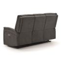 Canapé relax électrique 3 places tissu polyester gris foncé - MELILLA