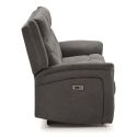 Canapé relax électrique 3 places tissu polyester gris foncé - MELILLA