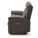 Canapé relax électrique 3 places tissu polyester gris foncé - MELILLA