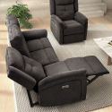 Canapé relax électrique 3 places tissu polyester gris foncé - MELILLA