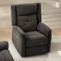 Fauteuil relax électrique tissu polyester gris foncé - MELILLA