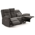 Ensemble canapé élec 3pl + fauteuil relax tissu gris foncé - MELILLA