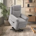 Fauteuil relax releveur électrique tissu gris clair - MACIANA