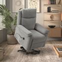 Fauteuil relax releveur électrique tissu gris-vert - MACIANA
