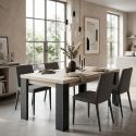 Table Rectangulaire 180cm finition chêne clair et gris ardoise - HADÈS