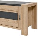 Meuble TV 1 porte coulissante finition chêne et gris ardoise - OLYMPE