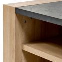 Meuble TV 1 porte coulissante finition chêne et gris ardoise - OLYMPE