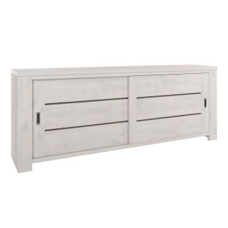 Buffet 2 portes coulissantes finition bois cérusé blanchi - JOSIE