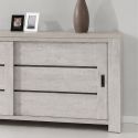 Buffet 2 portes coulissantes finition bois cérusé blanchi - JOSIE