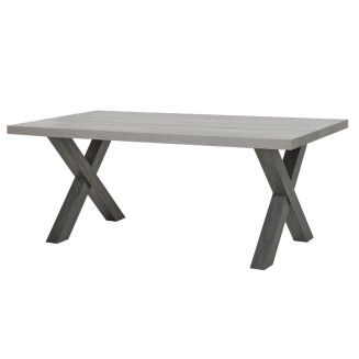 Table rectangulaire 185cm finition bois cendré pieds X métal - GARLYG