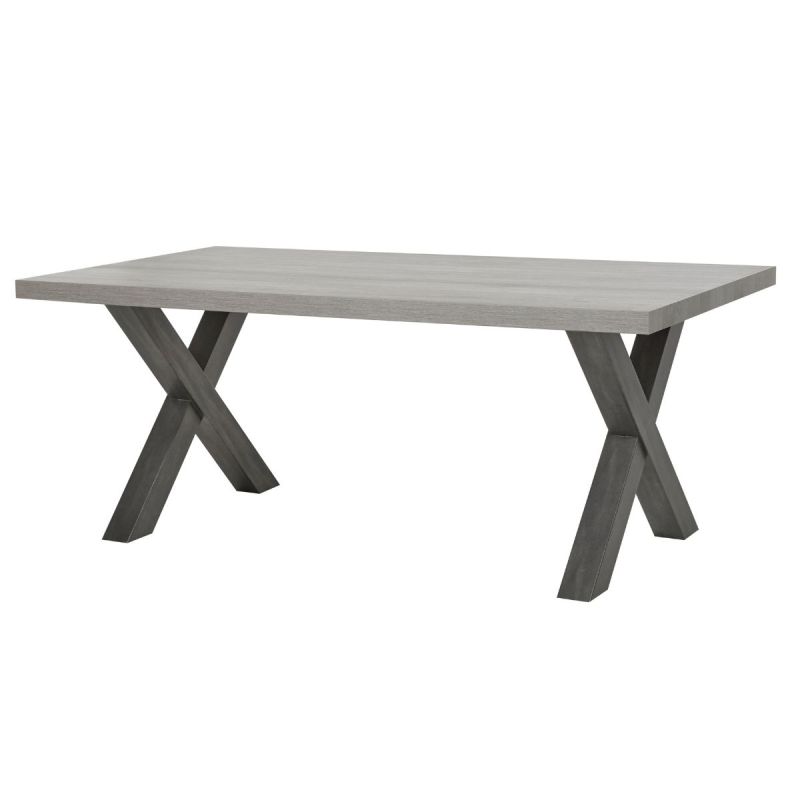 Table rectangulaire 185cm finition bois cendré pieds X métal - GARLYG