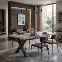 Table rectangulaire 185cm finition bois cendré pieds X métal - GARLYG