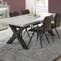 Table rectangulaire 185cm finition bois cendré pieds X métal - GARLYG