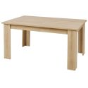 Table 160/200cm aspect chêne clair rallonge finition granit gris - AZYA