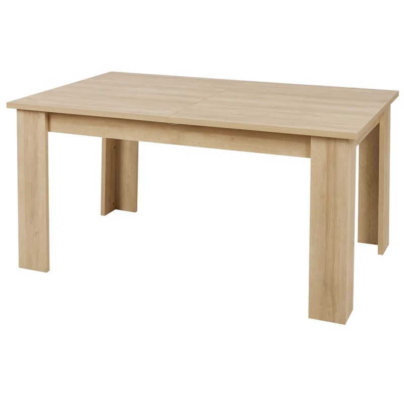 Table 160/200cm aspect chêne clair rallonge finition granit gris - AZYA