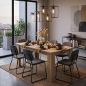 Table 160/200cm aspect chêne clair rallonge finition granit gris - AZYA