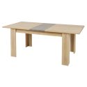 Table 160/200cm aspect chêne clair rallonge finition granit gris - AZYA