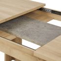 Table 160/200cm aspect chêne clair rallonge finition granit gris - AZYA