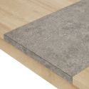 Table 160/200cm aspect chêne clair rallonge finition granit gris - AZYA