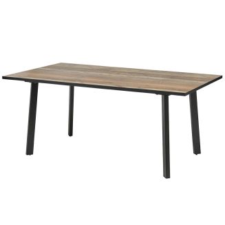 Table repas 180cm plateau aspect bois rustique pieds métal - CHIARA