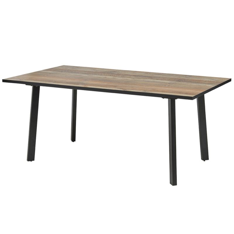 Table repas 180cm plateau aspect bois rustique pieds métal - CHIARA
