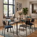 Table repas 180cm plateau aspect bois rustique pieds métal - CHIARA