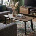 Table basse plateau aspect bois rustique pieds métal - CHIARA