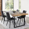 Table 170cm aspect chêne artisan piètement U métal poudré noir - OSAM