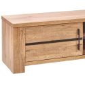 Meuble TV 1 porte coulissante aspect chêne naturel et noir mat - CARVIK