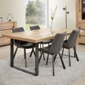 Table 170cm aspect chêne naturel piètement U métal poudré noir - CARVIK