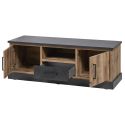 Meuble TV 2 portes aspect chêne artisan et noir graphite - URBAL